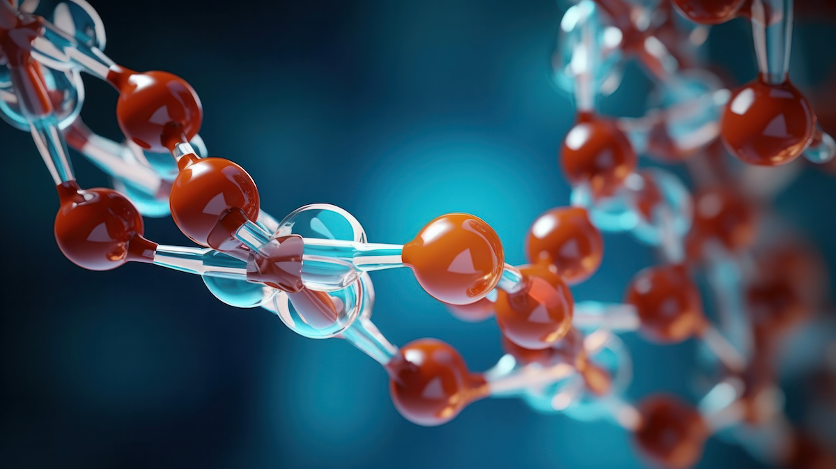 DNA helix on futruisitic background